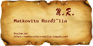 Matkovits Rozália névjegykártya